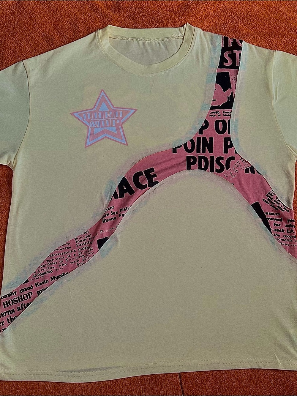 Yellow Short-Sleeve Graphic Tee with Pink Accent